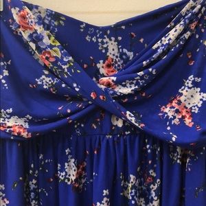 Royal Blue Floral Strapless Top - Torrid - Size 2